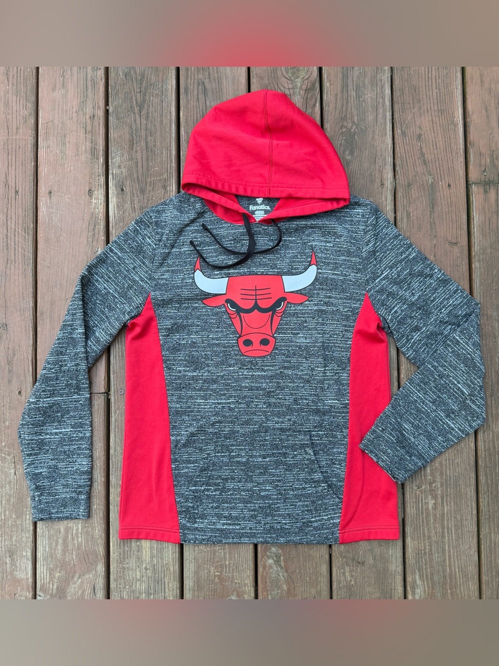 Fanatics Chicago Bulls Hoodie Gray Red Men's M NBA Pullover Fleece Graphic